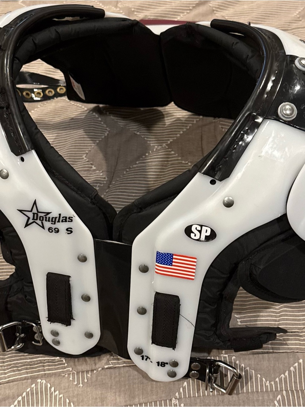 Douglas 69S White & Black Football Shoulder Pads by Douglas
